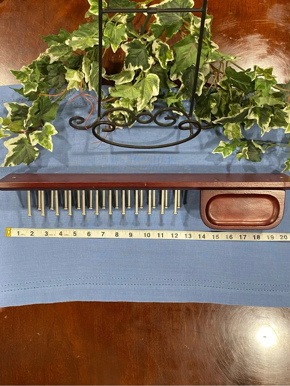 Vintage Lord & Taylor Wooden Wall Mount Tie/Belt Rack with Valet Ledge